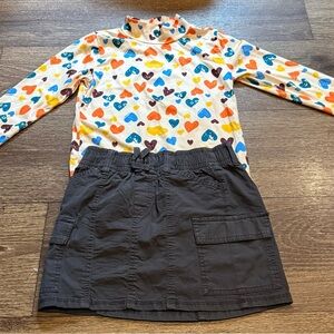 Gray Cargo Skirt and Heart Turtleneck for Kids
